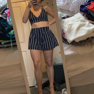 Navy and white striped 2 piece set